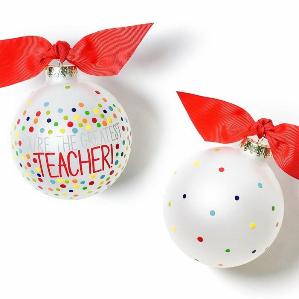 Coton Colors Greatest Teacher Glass Ornament - Lot of 2